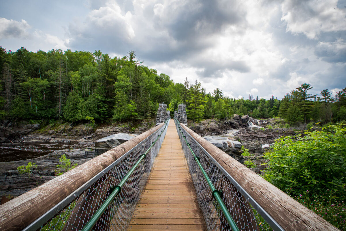 Suspension bridge in Jay Cooke State Park over the St. Louis River.