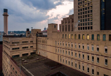 The now demolished West Publishing building in downtown St. Paul as seen in 2015.
