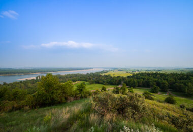 Fort Abraham Lincoln State Park overlook and the Missouri River in North Dakota.