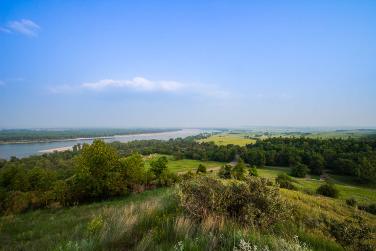 Fort Abraham Lincoln State Park overlook 1 Fort Abraham Lincoln State Park overlook and the Missouri River in North Dakota.