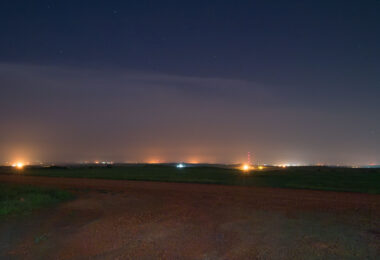 North Dakota oil fields in July 2015 in the middle of the night.