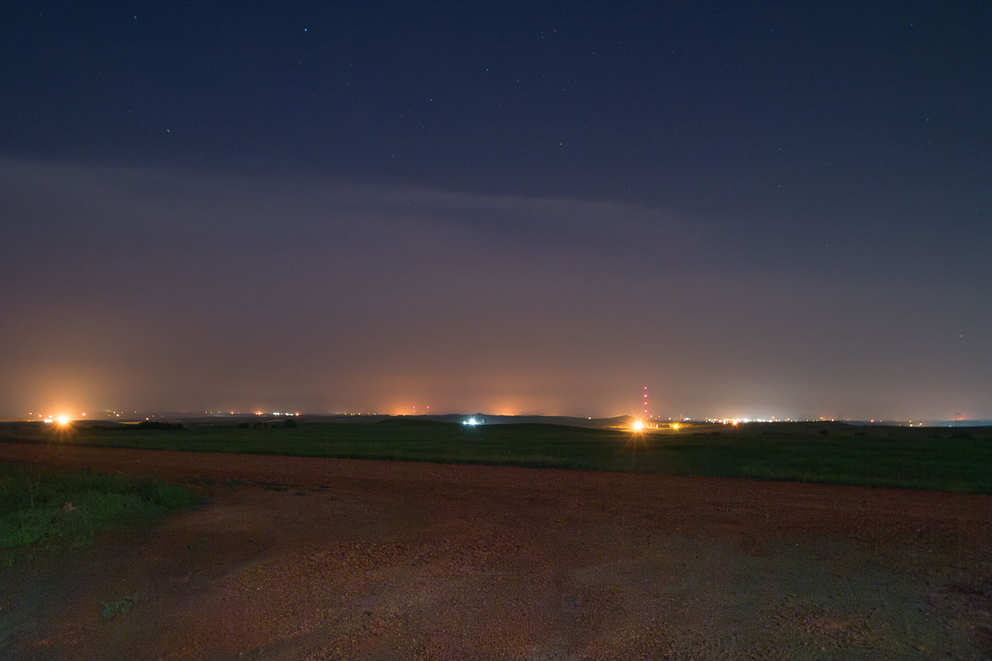 Late night oil fields in North Dakota