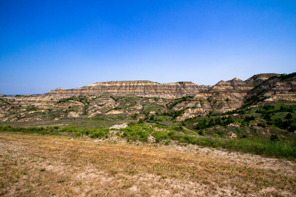 The North Dakota badlands as seen from the Theodore Roosevelt Expressway.