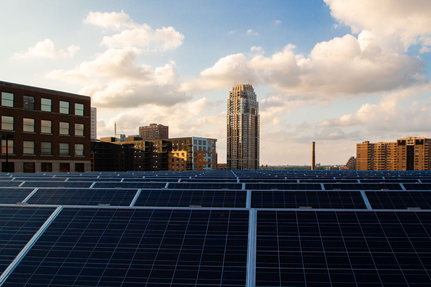 Solar panels on a Minneapolis rooftop