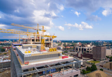 Construction of the Wells Fargo towers in Downtown East in Minneapolis, July 2015.