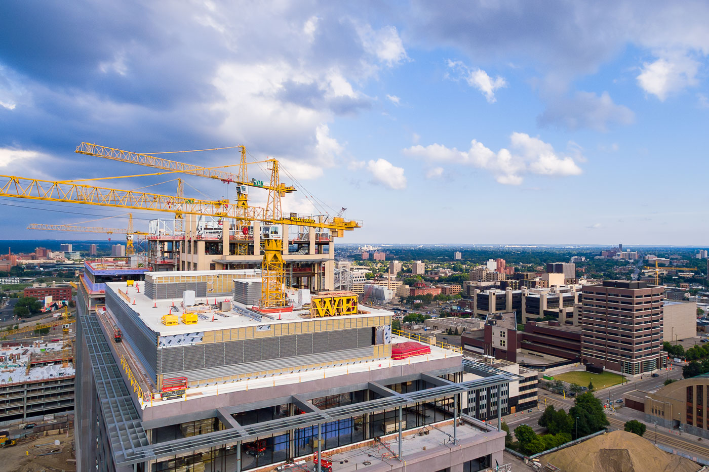 Wells Fargo Towers going up in Downtown East aerial