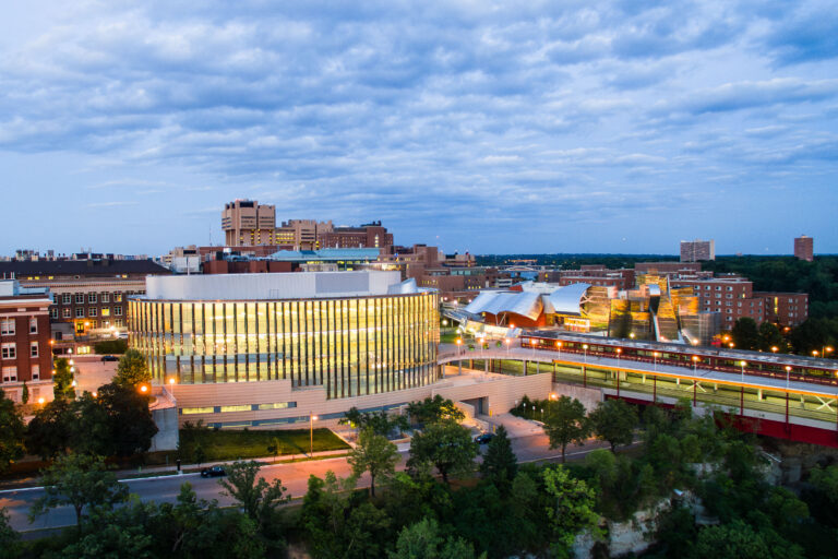 Bruininks Hall, University of Minnesota, Minneapolis 2 Bruininks Hall at the University of Minnesota in Minneapolis, with nearby campus buildings and an elevated walkway.