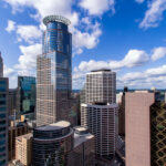 The Capella Tower in Downtown Minneapolis. The Hennepin County Government Center on the right.