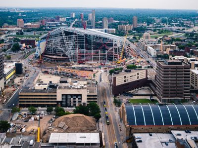 US Bank Stadium Construction, Downtown East August 2015