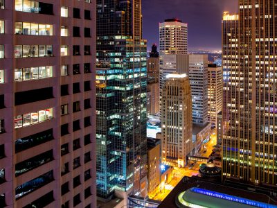Downtown Minneapolis Buildings at Night