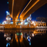 The Wabasha Street Bridge in downtown St. Paul, Minnesota. The bridge is over the Mississippi River.