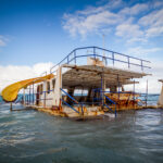 Abandoned boat off the coast in Punta Cana, Dominican Republic.