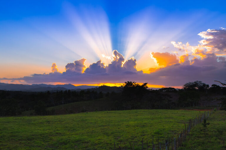 Dominican Republic Countryside Sunset with Crepuscular Rays 1 An amazing sunset in the Dominican Republic countryside.