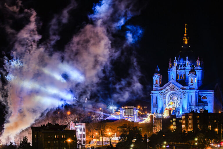 Red Bull Crashed Ice in St. Paul Minnesota 4 The Cathedral of Saint Paul during the 2017 Redbull Crashed Ice World Championship. February 2016.