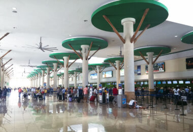 Inside the Punta Cana International Airport in the Dominican Republic.