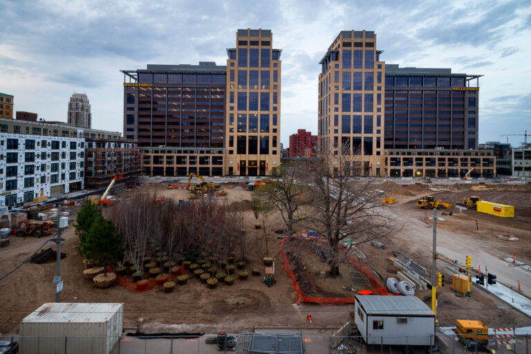 Minneapolis Downtown East Construction April 2016 3 Downtown East construction in Downtown Minneapolis. Construction came with all the work around the new US Bank Stadium.