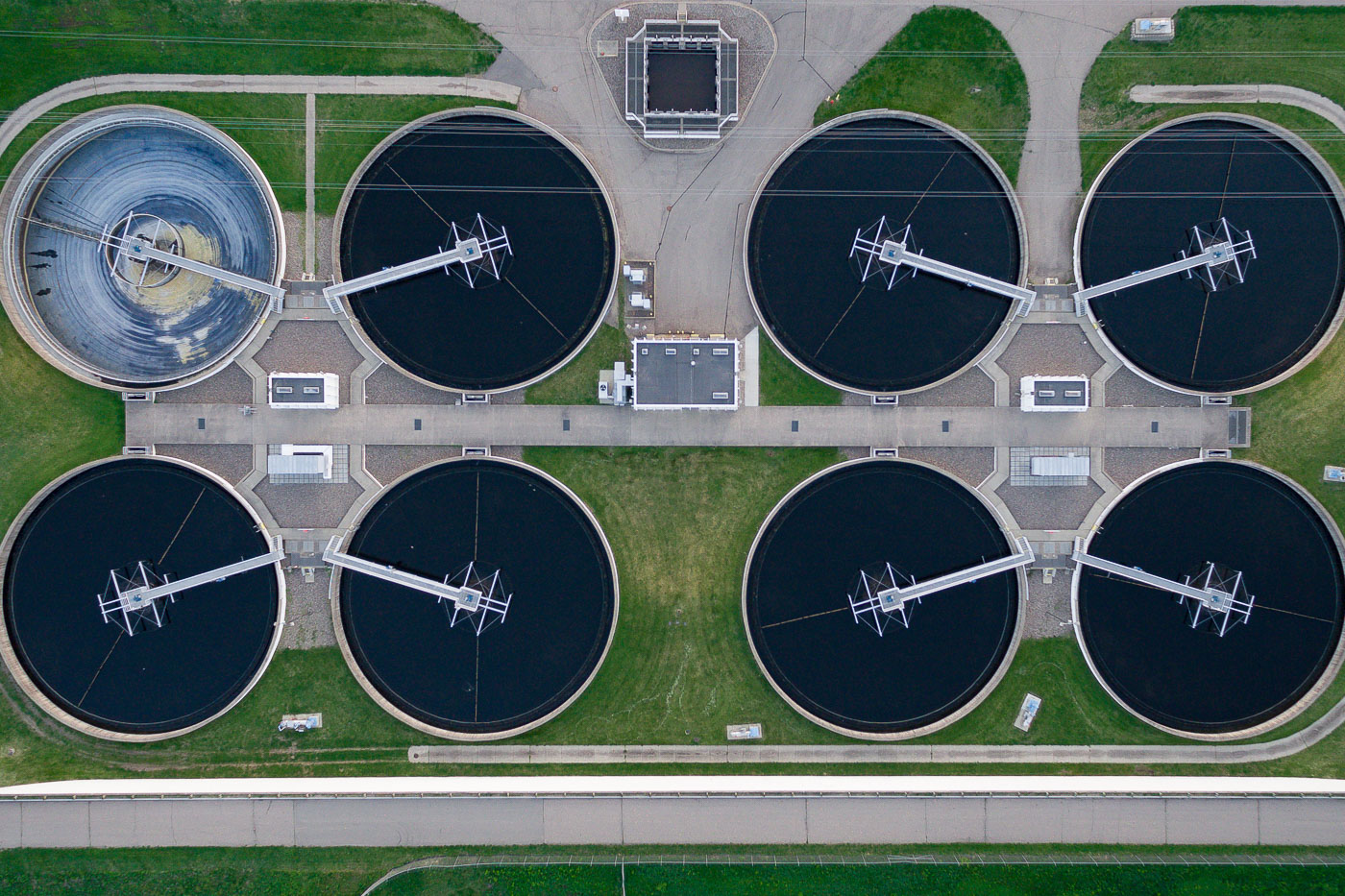 Aerial view of a water treatment plant in Minnesota