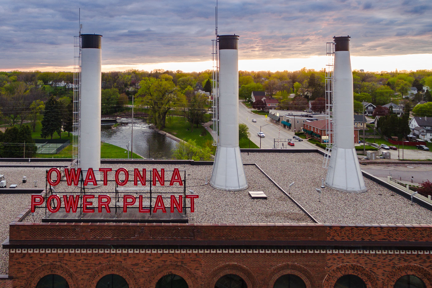 Owatonna Power Plant during sunset