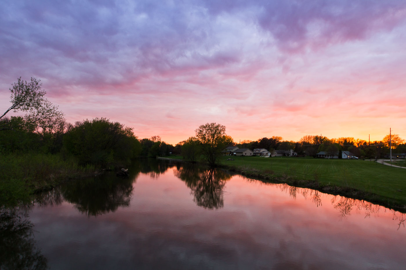 Sunset over the water in Owatonna Minnesota 2016