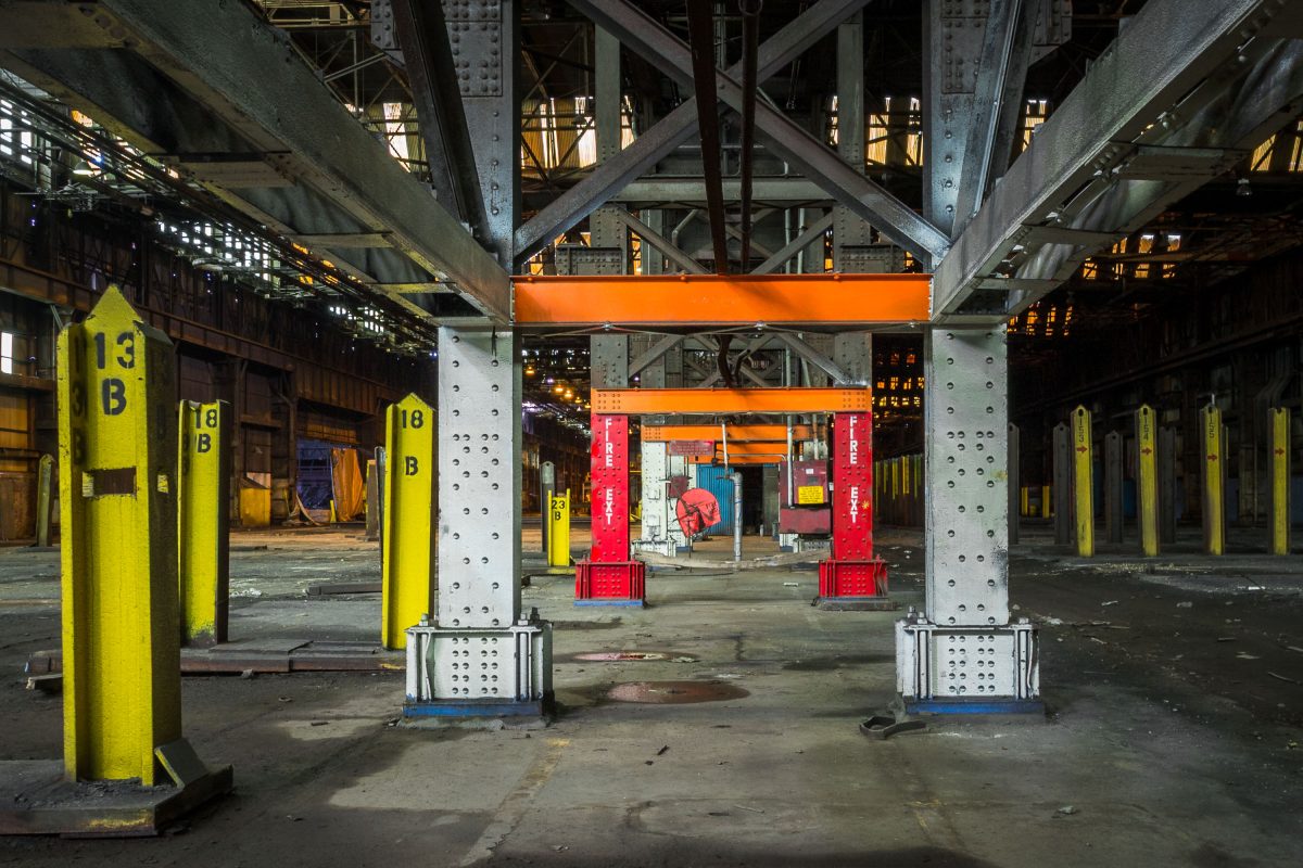 Fire Extinguisher Stations Inside an ArcelorMittal Mill Bay