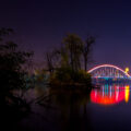 Lowry Bridge as seen from an island on the Mississippi River in Minneapolis, Minnesota.