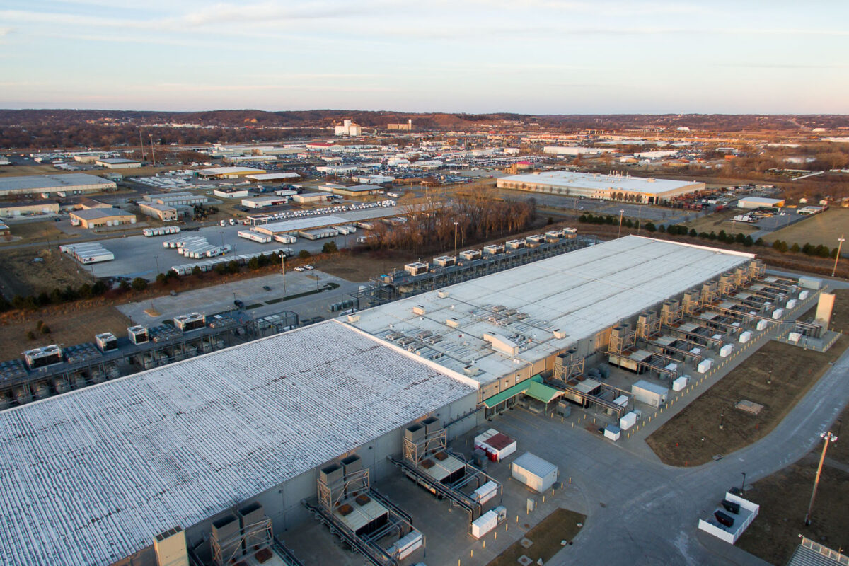 Aerial of a Google data center in Iowa