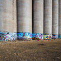Art on the side of a grain elevator in Omaha
