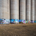 Mural on a concrete grain elevator in Omaha, Nebraska,