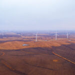 Windmills in Adair, Iowa.