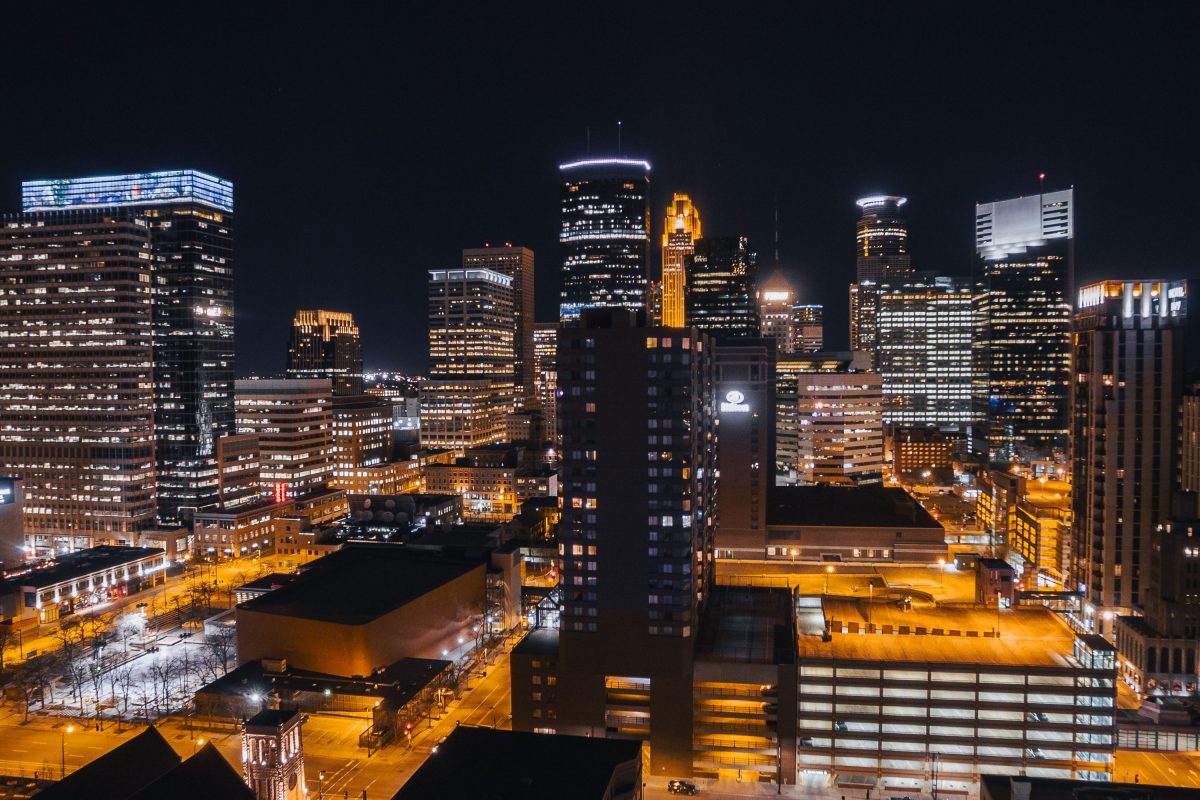 Minneapolis Skyline at night in February 2017
