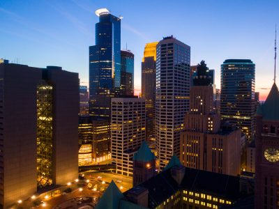 Minneapolis City Hall and Skyline at Blue Hour