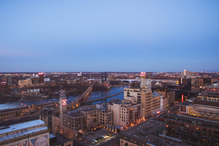 Downtown Minneapolis and the Mississippi River 2 Downtown Minneapolis and the Mississippi River at dusk.