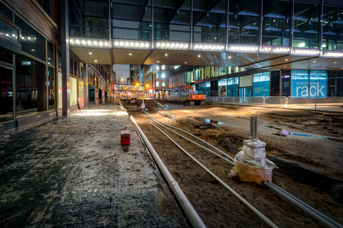 The middle of the multi-year construction on Nicollet Mall.