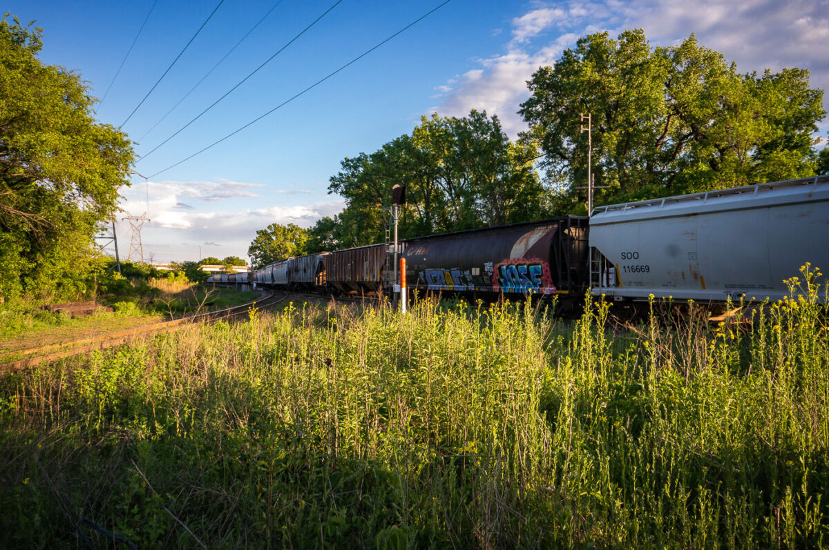 Freight trains rolling through St. Paul, MN.