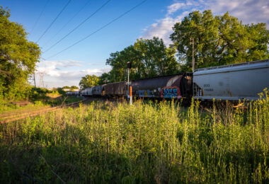 Freight trains rolling through St. Paul, MN.