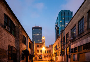 The back of a now demolished building in downtown Minneapolis.