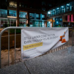 A sign on Nicollet Mall in downtown Minneapolis referring to it's construction. So over it is right.