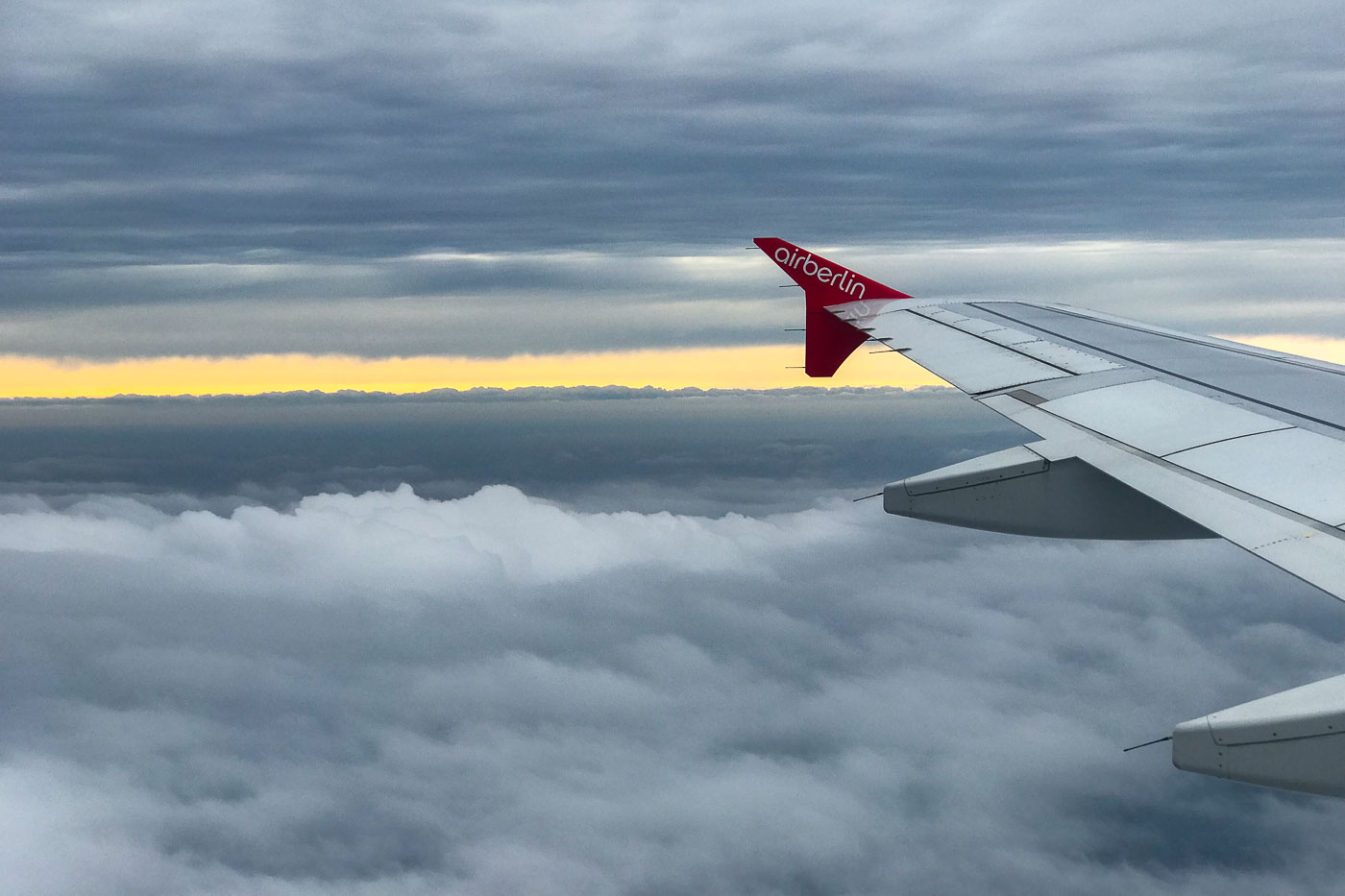 Air Berlin logo in the air from the cabin