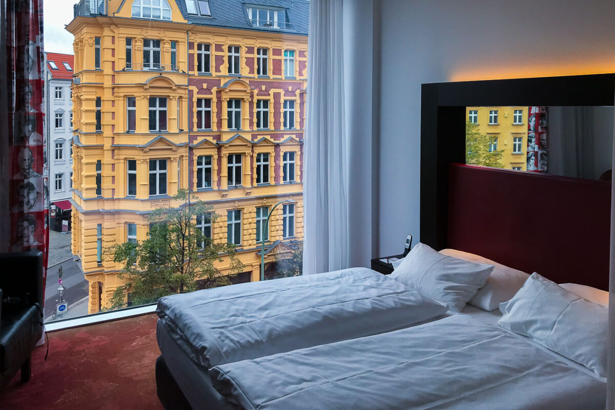 Looking out from a room at the Arcotel Velvet Berlin.