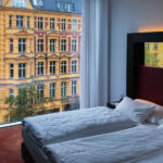 Looking out from a room at the Arcotel Velvet Berlin.