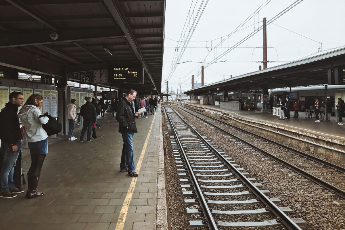 Brussels-Midi Station Platform with Train Tracks