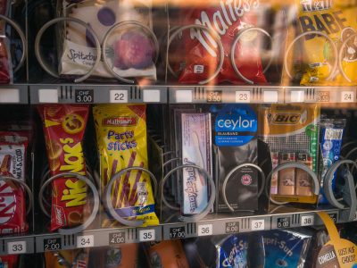 Snacks and Ceylor Condoms in a Swiss Vending Machine