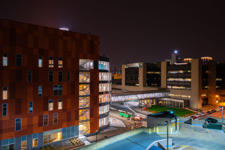 Hennepin Healthcare in Minneapolis at night 2 Hennepin County Medical Center in downtown Minneapolis. September 2017.