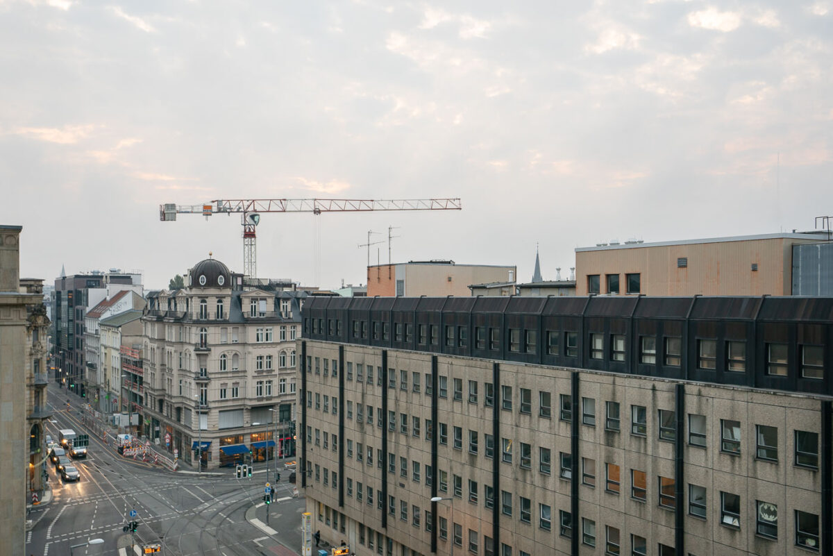 Looking down Invalidenstraße street in Berlin Germany.