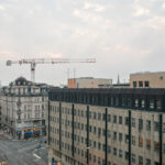 Looking down Invalidenstraße street in Berlin Germany.