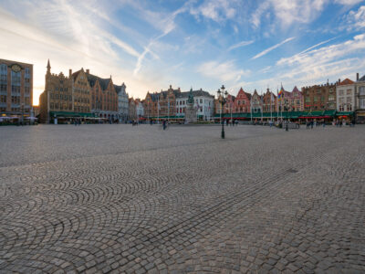 Bruges Markt Square Guild Houses Sunset