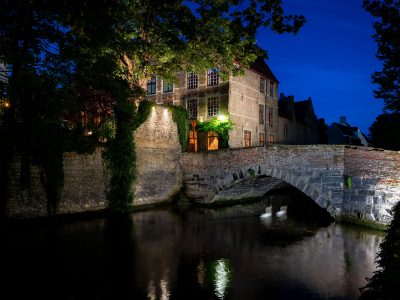 Bruges Canal Bridge at Night