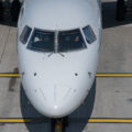 Pilots inside the cockpit awaiting departure at Zurich Airport in Switzerland.