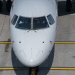 Pilots inside the cockpit awaiting departure at Zurich Airport in Switzerland.