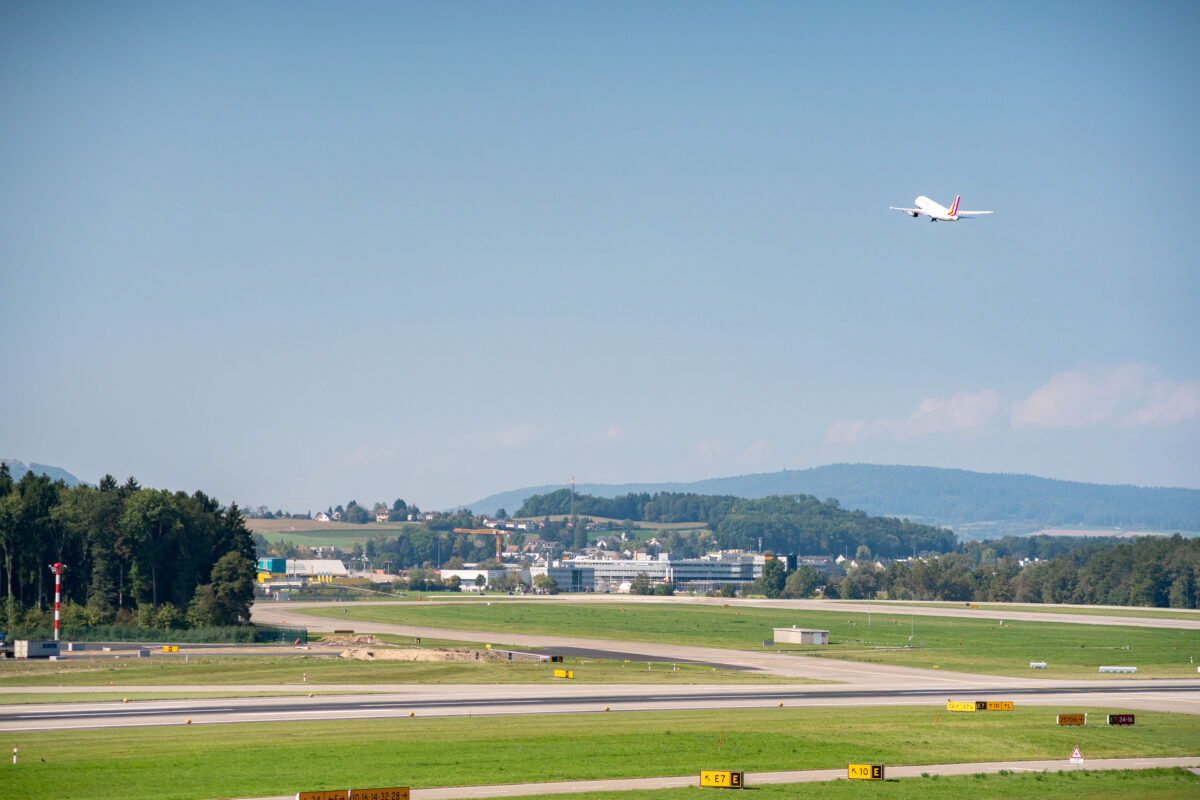 Swiss Airlines Jet Takes Off from Zurich Airport Runway